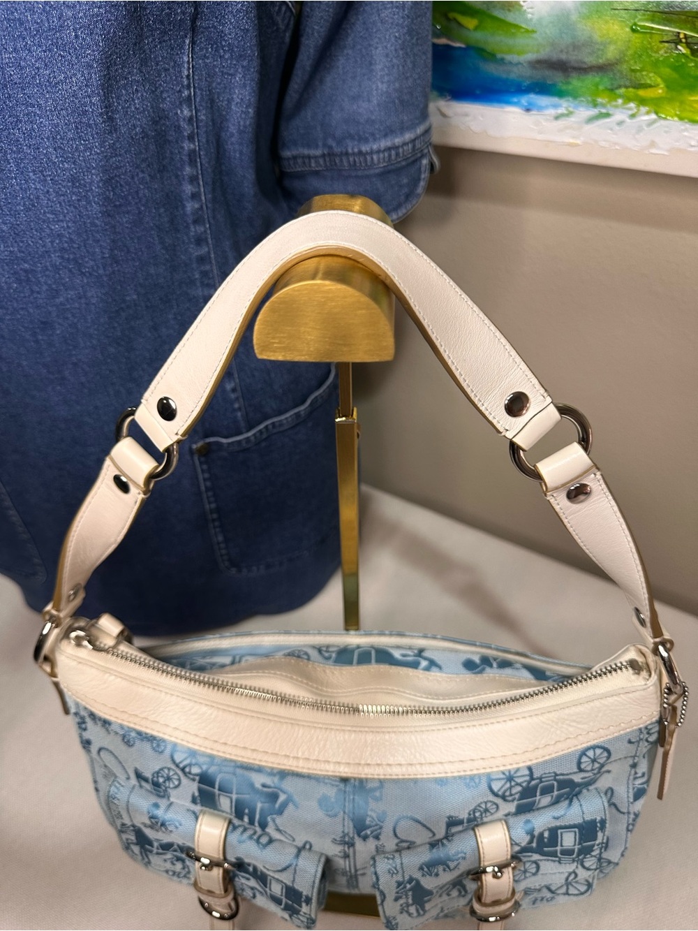Coach Horse & Carriage Y2K shoulder Bag with Cream Trim with dust bag - Picture 6 of 15